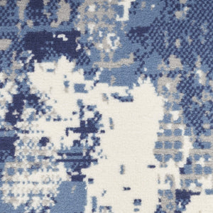 HomeRoots 8' Blue and Ivory Abstract Area Rug - Contemporary Power-Loomed Design for Sophisticated Spaces 8' X 10' 545334