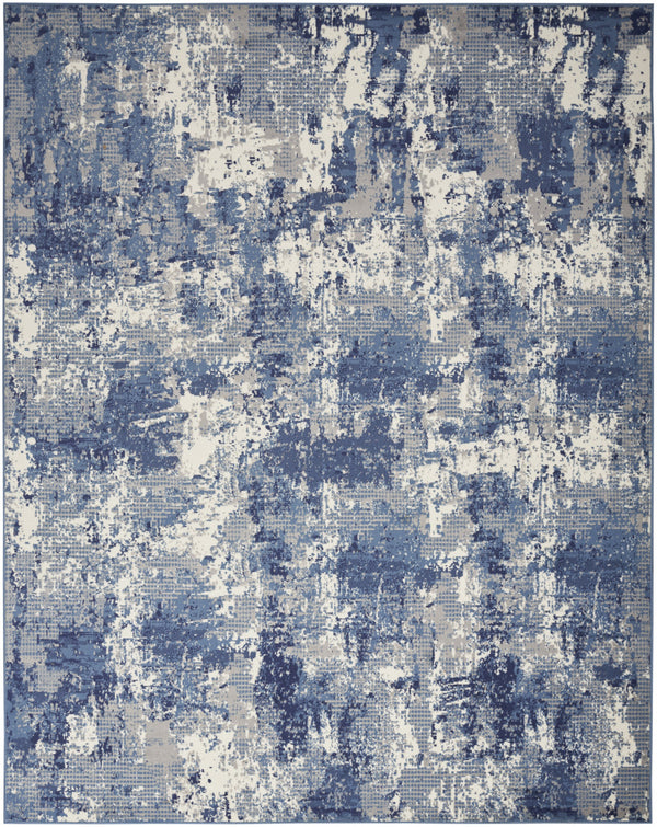 Homeroots 8' X 10' Blue And Ivory Abstract Power Loom Area Rug  Polypropylene 545334