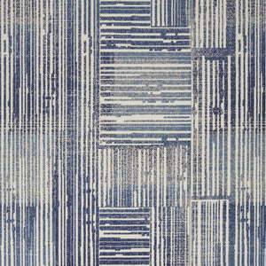Homeroots 5' X 7' Blue And Gray Striped Power Loom Area Rug  Polypropylene 545337