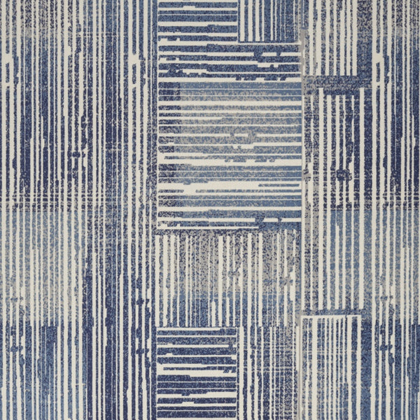 Homeroots 5' X 7' Blue And Gray Striped Power Loom Area Rug  Polypropylene 545337