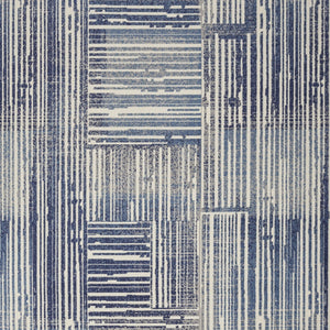 Homeroots 8' X 10' Blue And Gray Striped Power Loom Area Rug  Polypropylene 545338