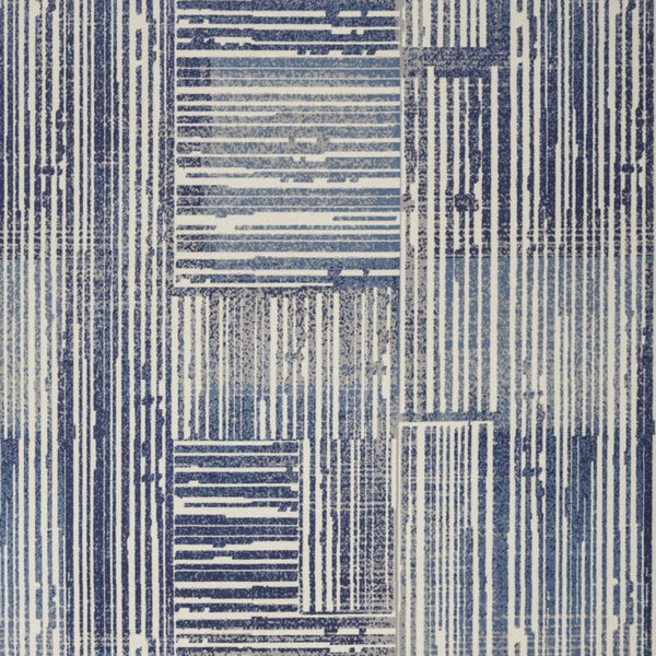 Homeroots 8' X 10' Blue And Gray Striped Power Loom Area Rug  Polypropylene 545338