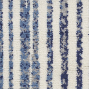 HomeRoots 8' Blue and Gray Striped Power Loom Area Rug - Durable, Stylish, and Easy-Care for Any Space! 8' X 10' 545338