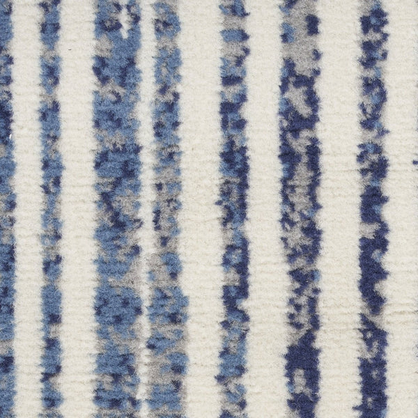 HomeRoots 8' Blue and Gray Striped Power Loom Area Rug - Durable, Stylish, and Easy-Care for Any Space! 8' X 10' 545338