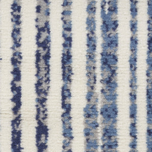 HomeRoots 8' Blue and Gray Striped Power Loom Area Rug - Durable, Stylish, and Easy-Care for Any Space! 8' X 10' 545338