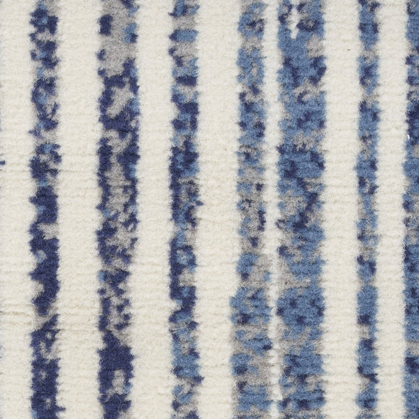 HomeRoots 8' Blue and Gray Striped Power Loom Area Rug - Durable, Stylish, and Easy-Care for Any Space! 8' X 10' 545338