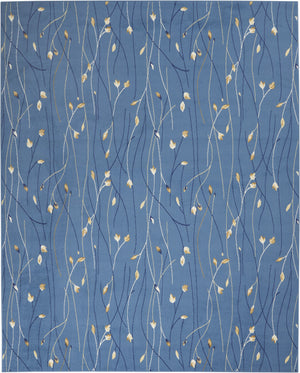 Homeroots 8' X 10' Blue And Beige Floral Power Loom Area Rug  Polypropylene 545339