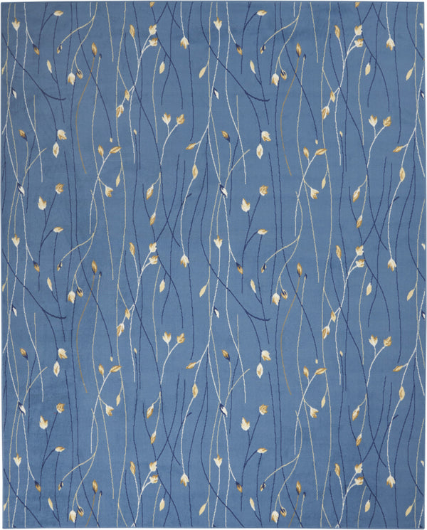 Homeroots 8' X 10' Blue And Beige Floral Power Loom Area Rug  Polypropylene 545339