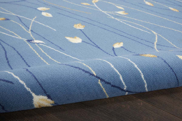 HomeRoots 8' Blue and Beige Floral Power Loom Area Rug - Classic Elegance for Living Spaces, Easy Care Design 8' X 10' 545339