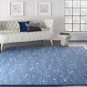 HomeRoots 8' Blue and Beige Floral Power Loom Area Rug - Classic Elegance for Living Spaces, Easy Care Design 8' X 10' 545339