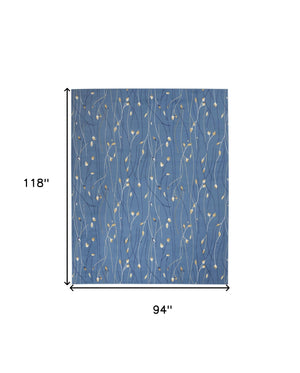 Homeroots 8' X 10' Blue And Beige Floral Power Loom Area Rug  Polypropylene 545339