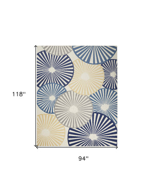 Homeroots 8' X 10' Beige And Blue Geometric Power Loom Area Rug  Polypropylene 545340