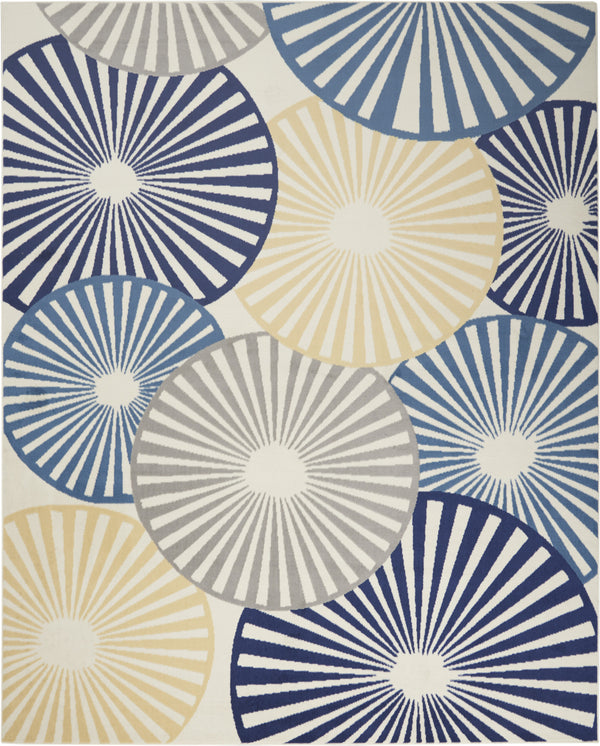 Homeroots 8' X 10' Beige And Blue Geometric Power Loom Area Rug  Polypropylene 545340