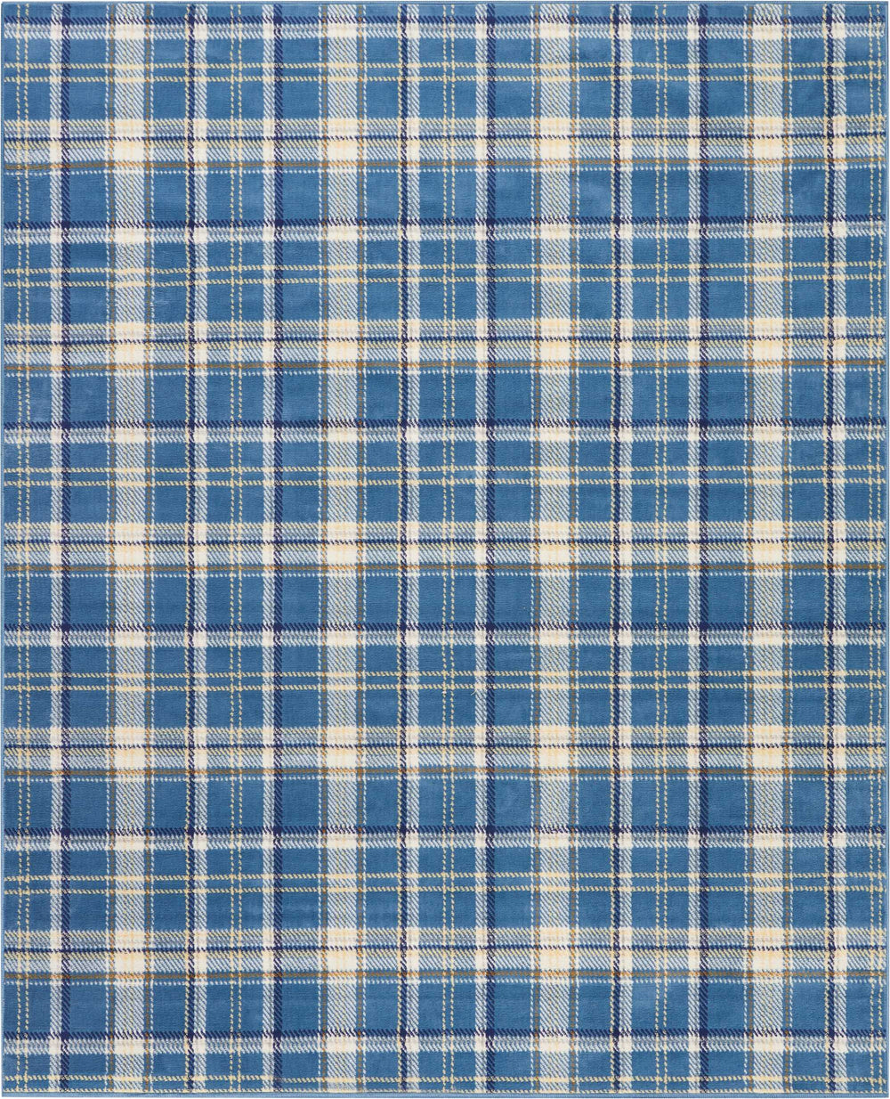 Homeroots 8' X 10' Blue And Beige Plaid Power Loom Area Rug  Polypropylene 545341