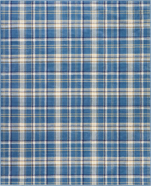 Homeroots 8' X 10' Blue And Beige Plaid Power Loom Area Rug  Polypropylene 545341