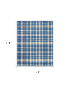Homeroots 8' X 10' Blue And Beige Plaid Power Loom Area Rug  Polypropylene 545341