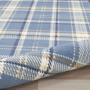 HomeRoots 8' Blue and Beige Plaid Power Loom Area Rug – Timeless Style, Easy Care, and Durable Design for Any Room 8' X 10' 545341