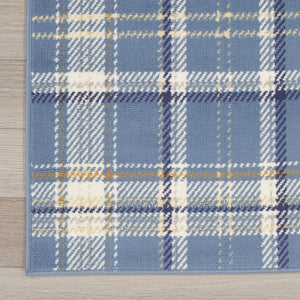 Homeroots 8' X 10' Blue And Beige Plaid Power Loom Area Rug  Polypropylene 545341