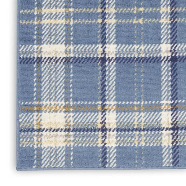 HomeRoots 8' Blue and Beige Plaid Power Loom Area Rug – Timeless Style, Easy Care, and Durable Design for Any Room 8' X 10' 545341