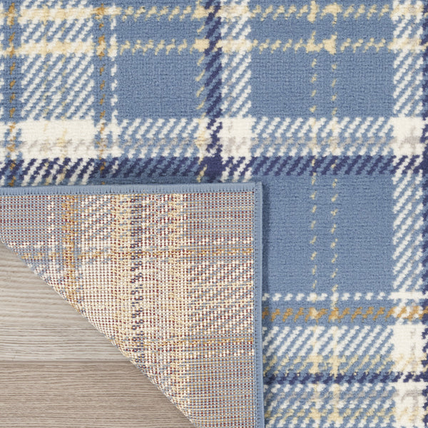 Homeroots 8' X 10' Blue And Beige Plaid Power Loom Area Rug  Polypropylene 545341