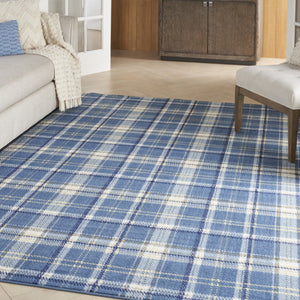 HomeRoots 8' Blue and Beige Plaid Power Loom Area Rug – Timeless Style, Easy Care, and Durable Design for Any Room 8' X 10' 545341