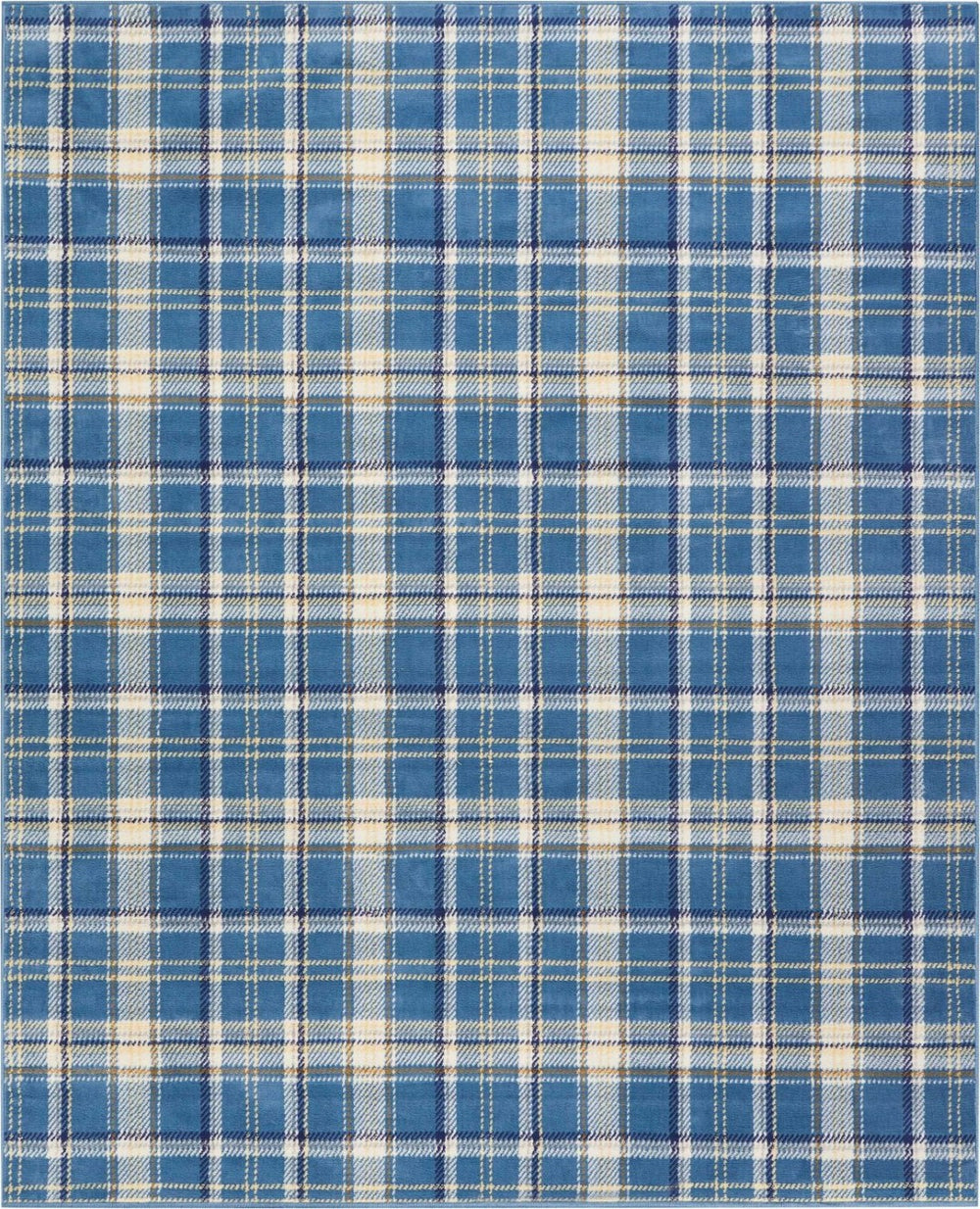 HomeRoots 8' Blue and Beige Plaid Power Loom Area Rug – Timeless Style, Easy Care, and Durable Design for Any Room 8' X 10' 545341