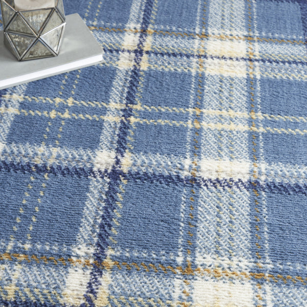 Homeroots 8' X 10' Blue And Beige Plaid Power Loom Area Rug  Polypropylene 545341