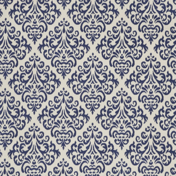 Homeroots 7' X 10' Blue And White Damask Power Loom Area Rug  Polypropylene 545345