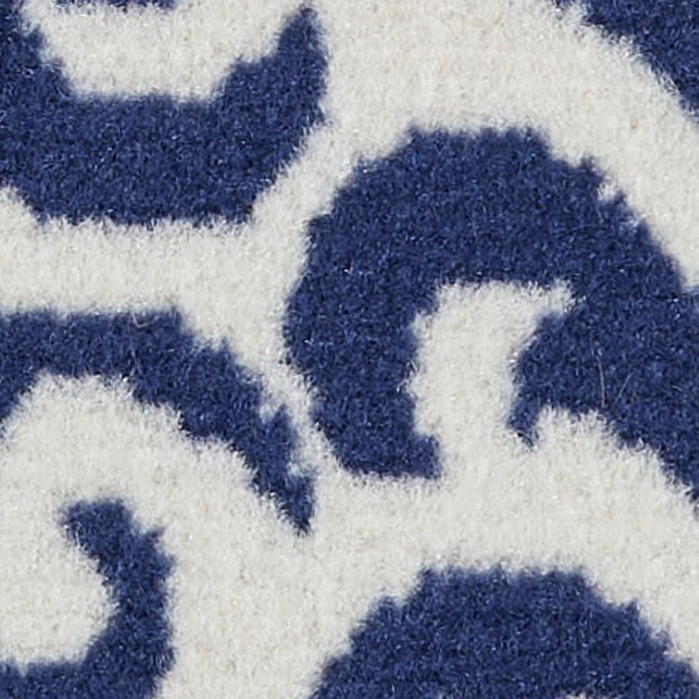 HomeRoots 7' Elegant Blue and White Damask Power Loom Area Rug for Timeless Style and Comfort in Any Room 7' X 10' 545345