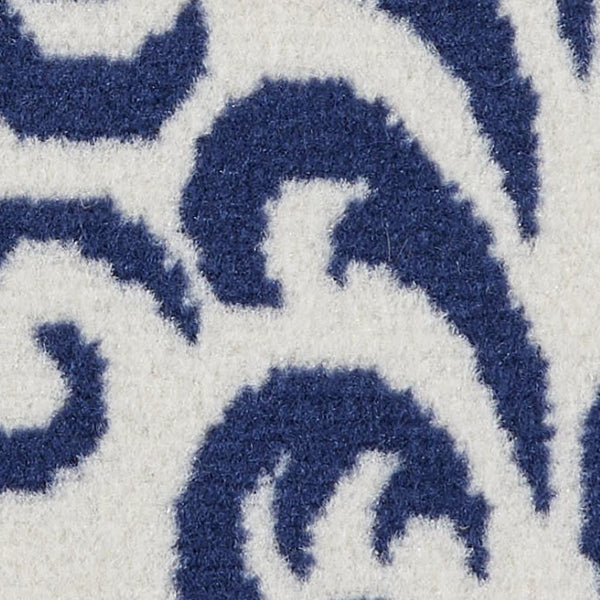 HomeRoots 7' Elegant Blue and White Damask Power Loom Area Rug for Timeless Style and Comfort in Any Room 7' X 10' 545345