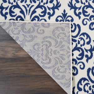 Homeroots 7' X 10' Blue And White Damask Power Loom Area Rug  Polypropylene 545345