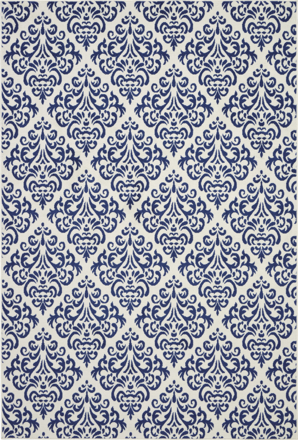 Homeroots 6' X 9' Blue And White Damask Power Loom Area Rug  Polypropylene 545349