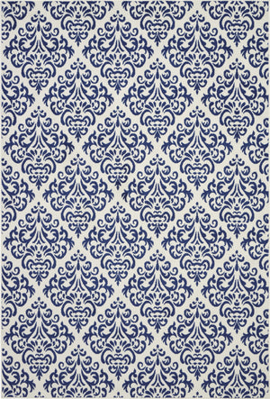 Homeroots 6' X 9' Blue And White Damask Power Loom Area Rug  Polypropylene 545349