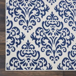 Homeroots 6' X 9' Blue And White Damask Power Loom Area Rug  Polypropylene 545349