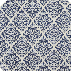 HomeRoots 8' Blue and White Damask Area Rug – Timeless Elegance for Your Living Space and Dining Areas 8' Round 545350