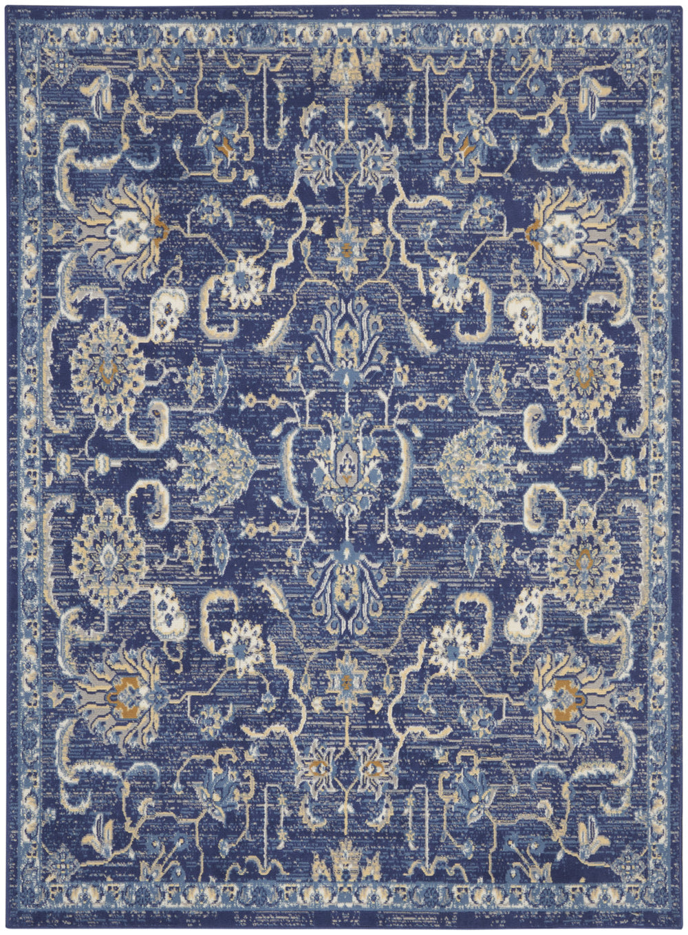 Homeroots 5' X 7' Blue And Beige Floral Power Loom Area Rug  Polypropylene 545352