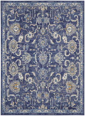 Homeroots 5' X 7' Blue And Beige Floral Power Loom Area Rug  Polypropylene 545352