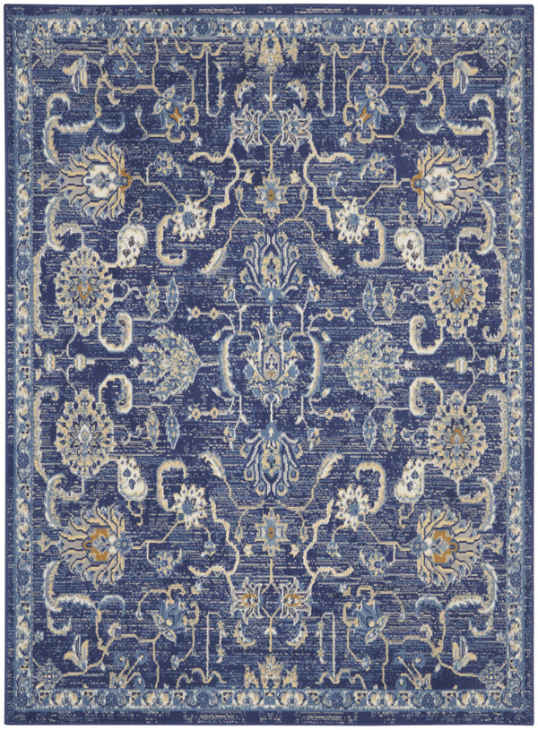 Homeroots 5' X 7' Blue And Beige Floral Power Loom Area Rug  Polypropylene 545352
