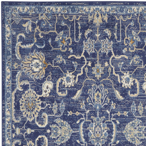 Homeroots 5' X 7' Blue And Beige Floral Power Loom Area Rug  Polypropylene 545352