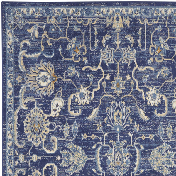 Homeroots 5' X 7' Blue And Beige Floral Power Loom Area Rug  Polypropylene 545352