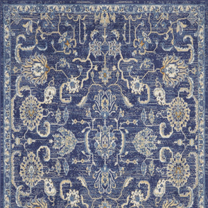 Homeroots 5' X 7' Blue And Beige Floral Power Loom Area Rug  Polypropylene 545352