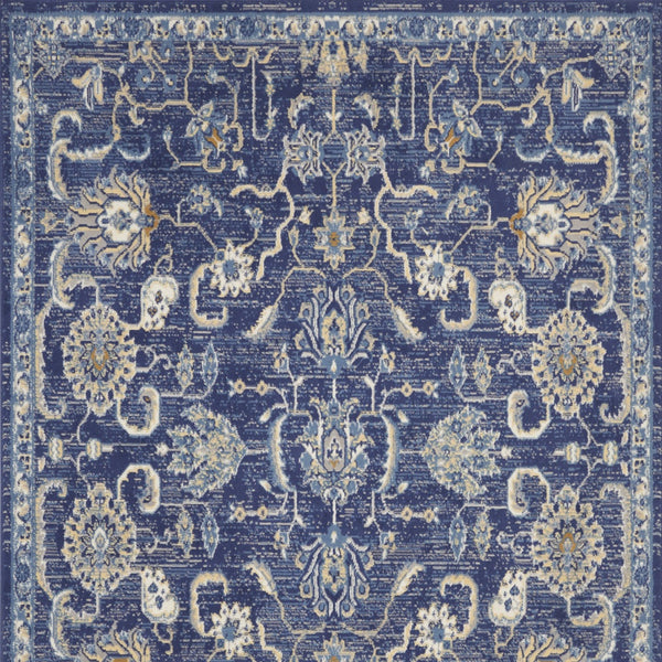 Homeroots 5' X 7' Blue And Beige Floral Power Loom Area Rug  Polypropylene 545352