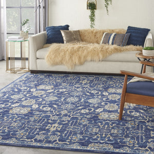 HomeRoots 7' Elegant Blue and Beige Floral Power Loom Area Rug - Classic Design for Timeless Home Style 7' X 10' 545354