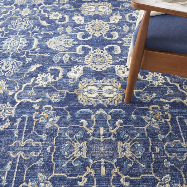 HomeRoots 7' Elegant Blue and Beige Floral Power Loom Area Rug - Classic Design for Timeless Home Style 7' X 10' 545354