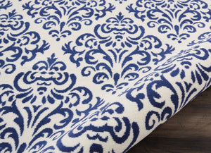 HomeRoots 8' Blue and White Damask Area Rug - Timeless Elegance for Your Living Room or Bedroom Décor 8' X 10' 545356