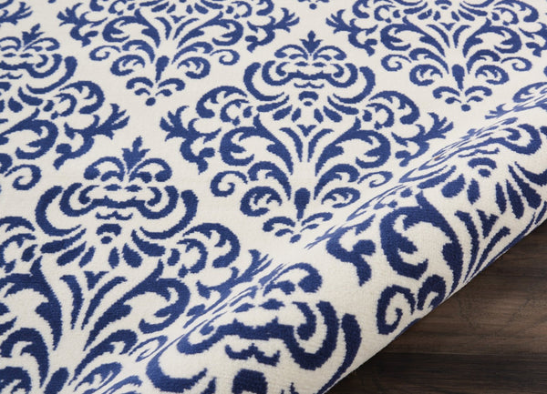 HomeRoots 8' Blue and White Damask Area Rug - Timeless Elegance for Your Living Room or Bedroom Décor 8' X 10' 545356