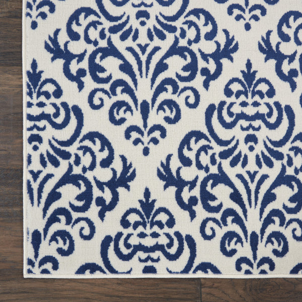 Homeroots 8' X 10' Blue And White Damask Power Loom Area Rug  Polypropylene 545356