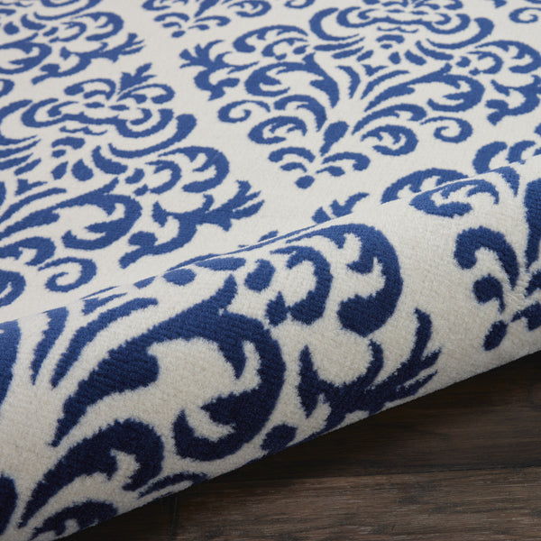 Homeroots 8' X 10' Blue And White Damask Power Loom Area Rug  Polypropylene 545356