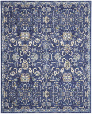 Homeroots 8' X 10' Blue And Beige Floral Power Loom Area Rug  Polypropylene 545357