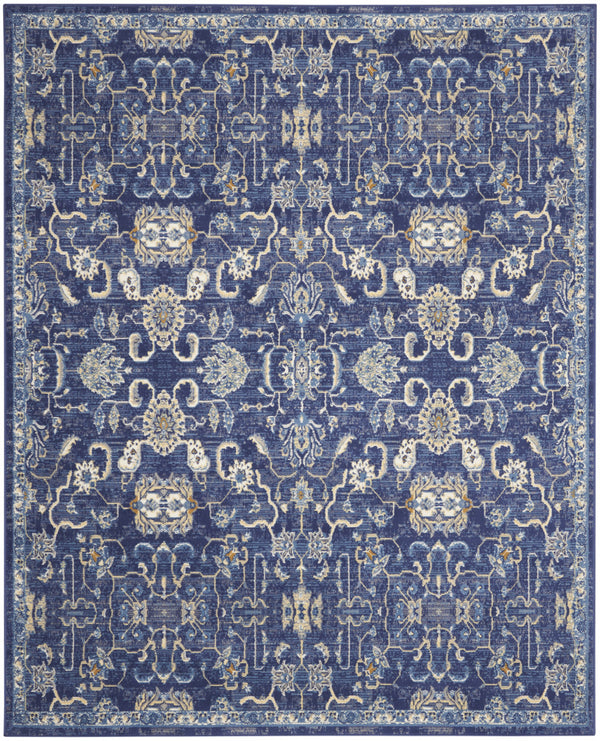 Homeroots 8' X 10' Blue And Beige Floral Power Loom Area Rug  Polypropylene 545357